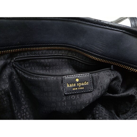 Kate Spade Purse New York Penn Place Margareta Black Tote Bag Embossed Leather - Picture 6 of 12